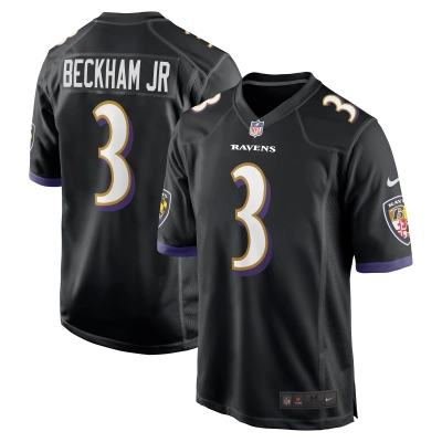Men's Baltimore Ravens Odell Beckham Jr. Black Alternate Game Jersey 01