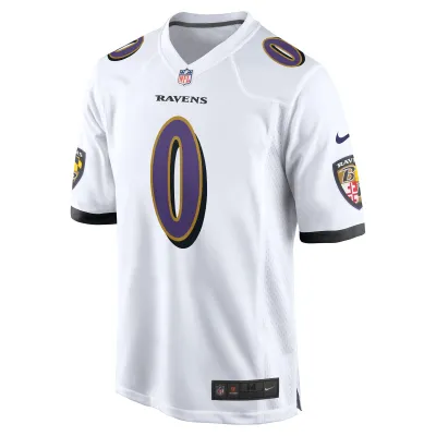 Men's Baltimore Ravens Roquan Smith White Game Jersey 02