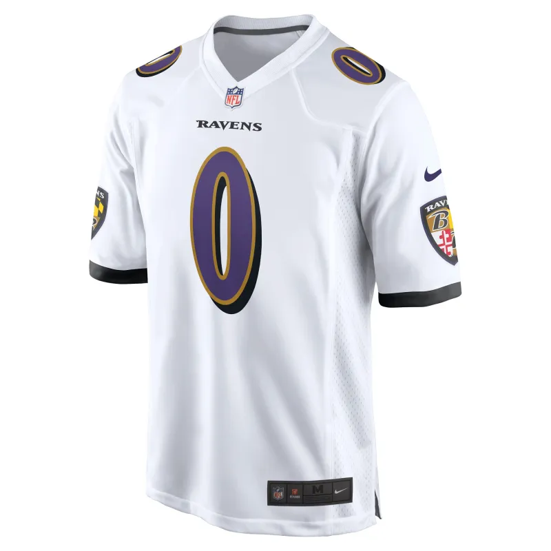 Men's Baltimore Ravens Roquan Smith White Game Jersey
