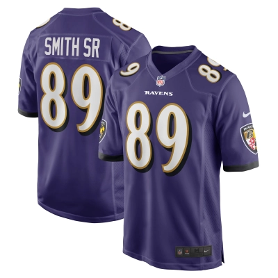 Men's Baltimore Ravens Steve Smith Sr. Purple Retired Player Game Jersey 01
