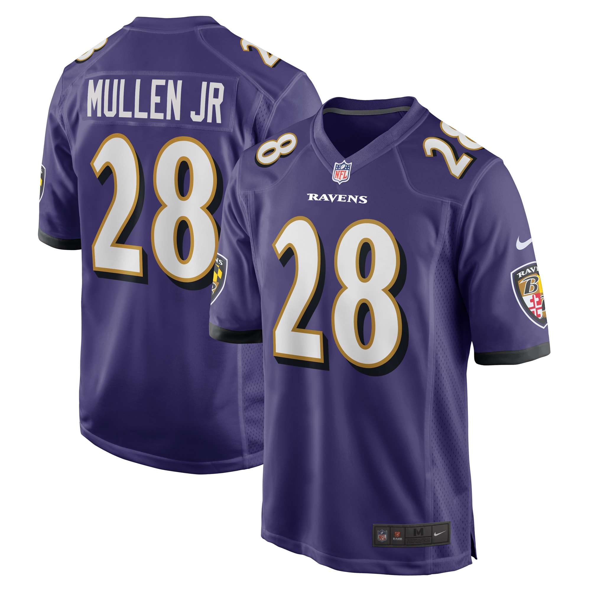 Men's Baltimore Ravens Trayvon Mullen Jr. Purple Team Game Jersey