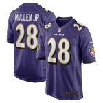 Men's Baltimore Ravens Trayvon Mullen Jr. Purple Team Game Jersey