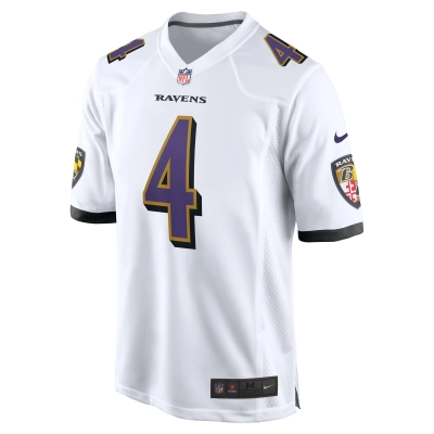 Men's Baltimore Ravens Zay Flowers White Game Jersey 02