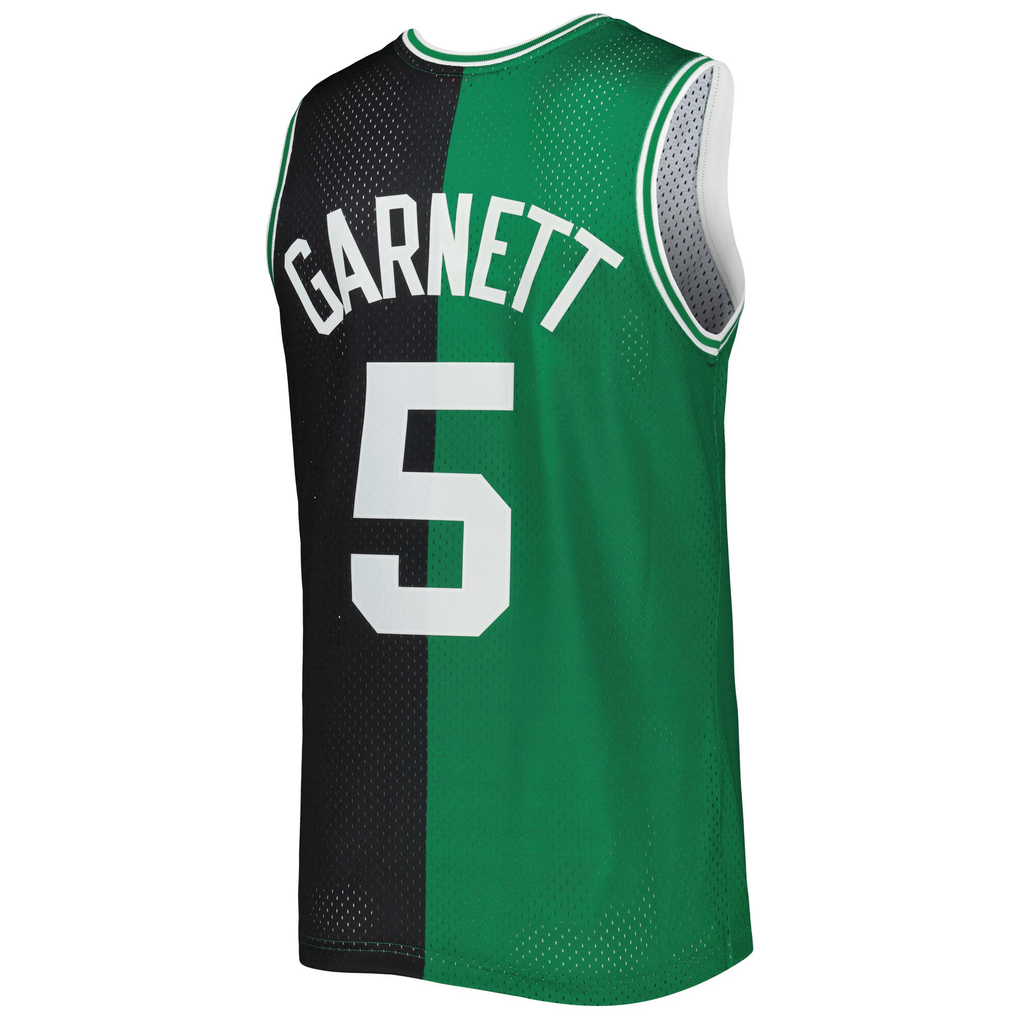 Men's Boston Celtics Kevin Garnett Black/Kelly Green Hardwood Classics 2007/08 Split Swingman Jersey