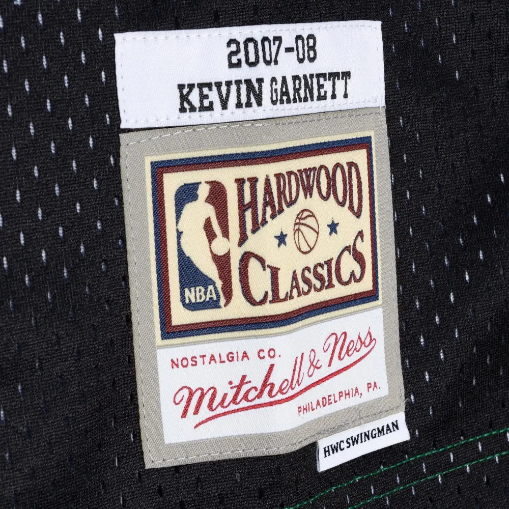 Men's Boston Celtics Kevin Garnett Black/Kelly Green Hardwood Classics 2007/08 Split Swingman Jersey