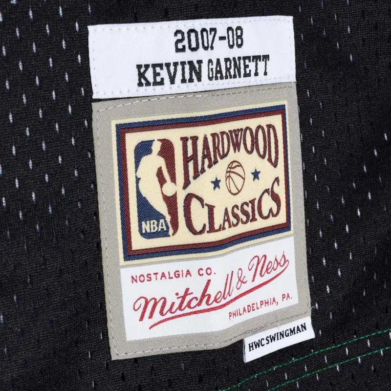 Men's Boston Celtics Kevin Garnett Black/Kelly Green Hardwood Classics 2007/08 Split Swingman Jersey