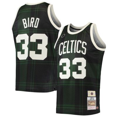 Men's Boston Celtics Larry Bird Black 1985/86 Hardwood Classics Uninterrupted Swingman Jersey 01