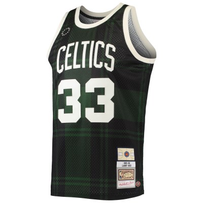 Men's Boston Celtics Larry Bird Black 1985/86 Hardwood Classics Uninterrupted Swingman Jersey 02