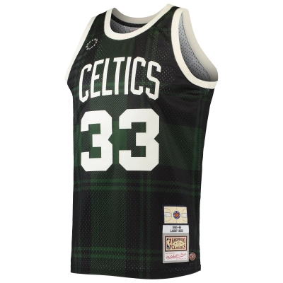 Men's Boston Celtics Larry Bird Black 1985/86 Hardwood Classics Uninterrupted Swingman Jersey 02