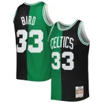 Men's Boston Celtics Larry Bird Black/Kelly Green Hardwood Classics 1985/86 Split Swingman Jersey