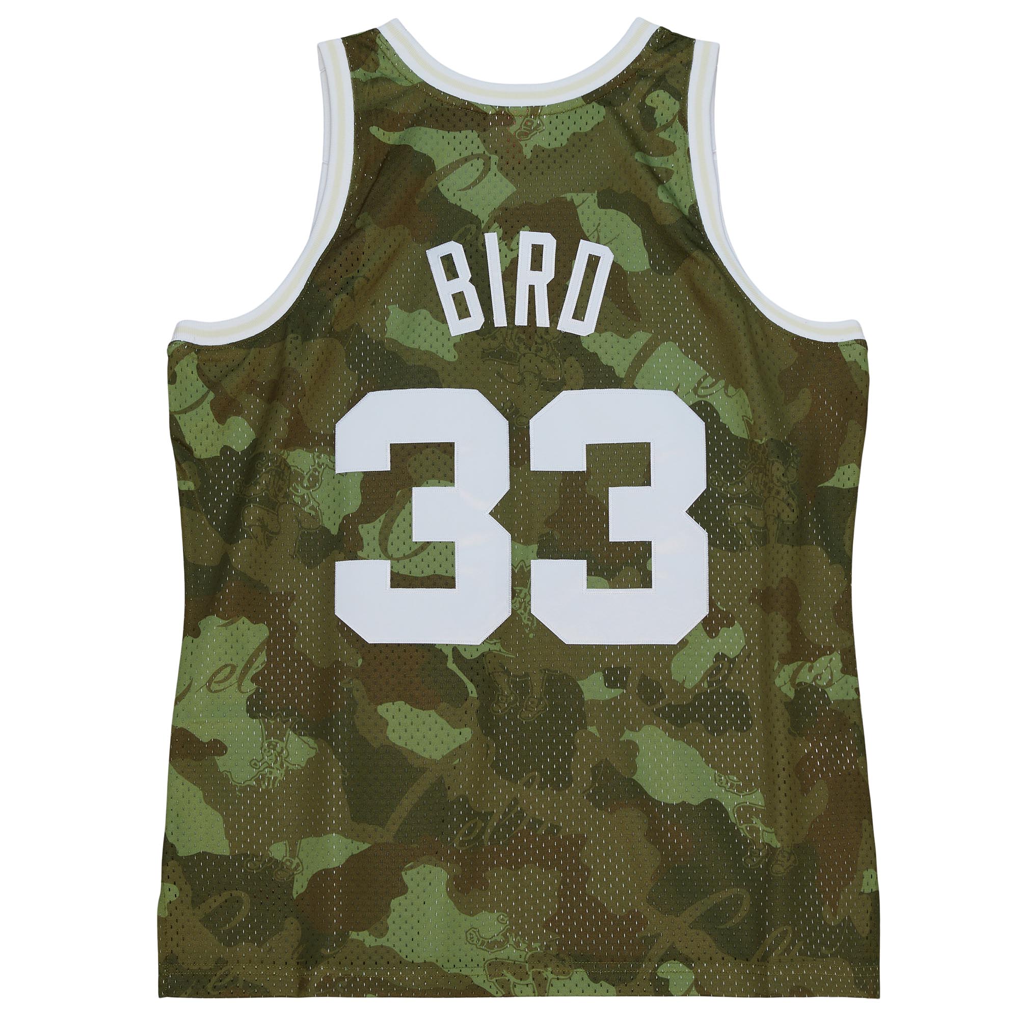 Men's Boston Celtics Larry Bird Camo Hardwood Classics 1985/86 Ghost Green Swingman Jersey
