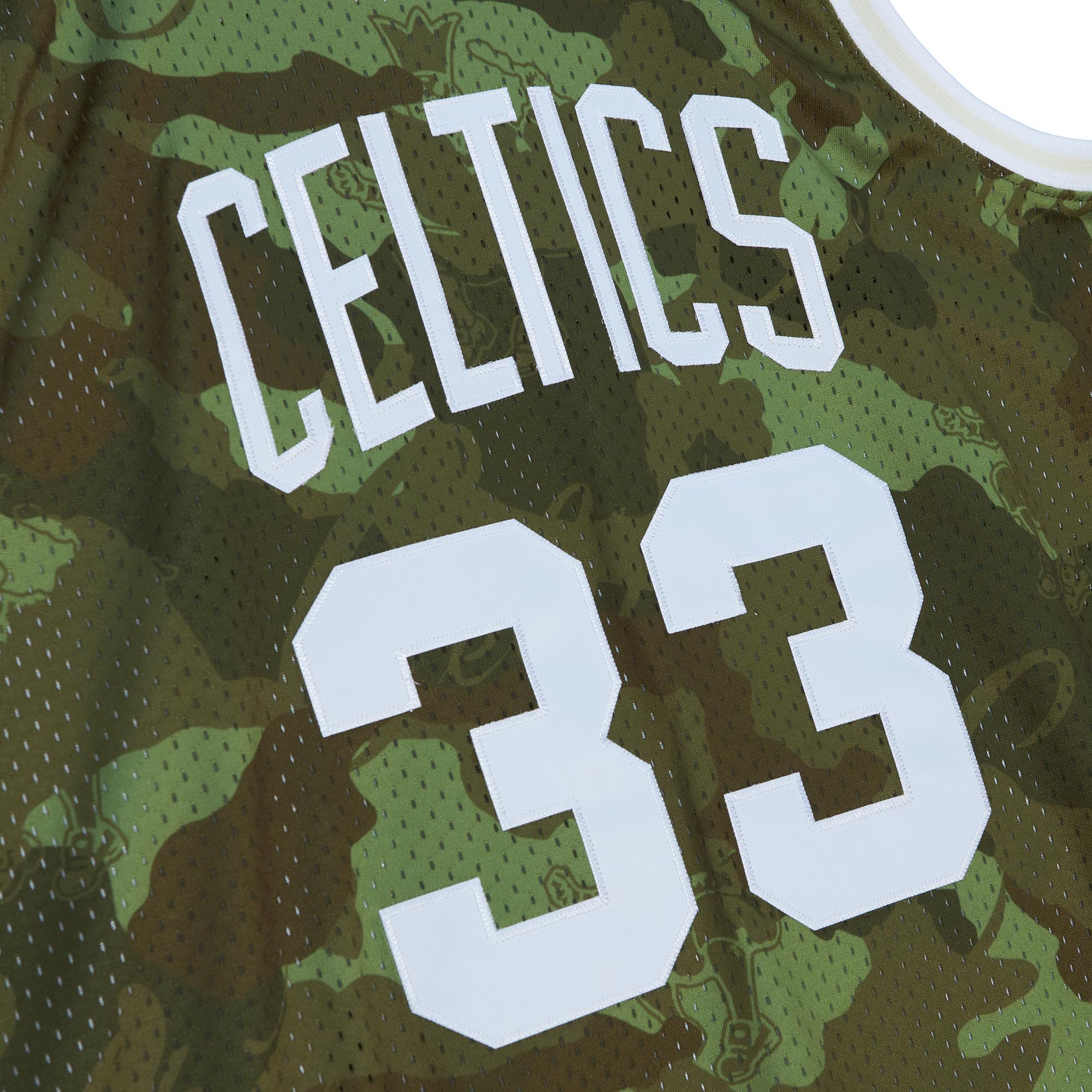 Men's Boston Celtics Larry Bird Camo Hardwood Classics 1985/86 Ghost Green Swingman Jersey