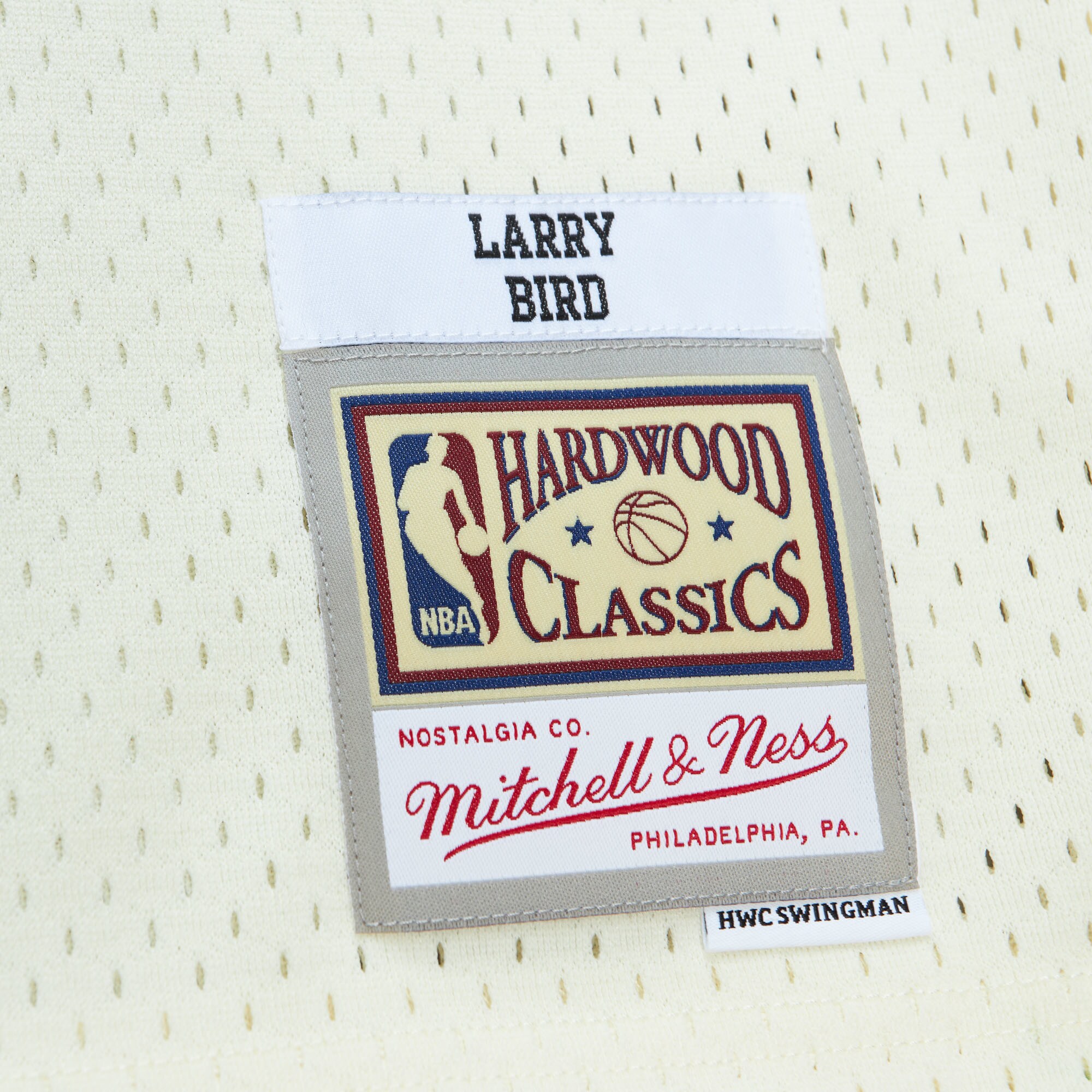 Men's Boston Celtics Larry Bird Cream Chainstitch Swingman Jersey