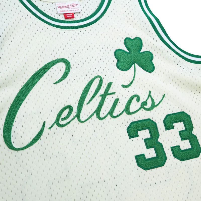 Men's Boston Celtics Larry Bird Cream Chainstitch Swingman Jersey