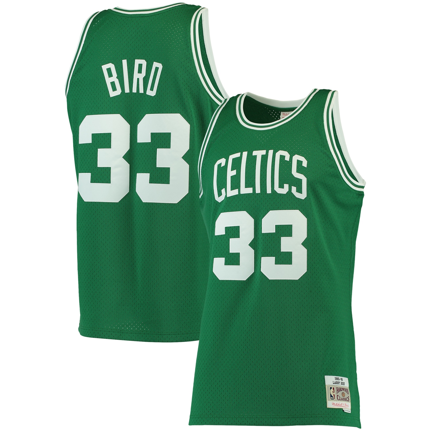 Men's Boston Celtics Larry Bird Kelly Green 1985/86 Big & Tall Hardwood Classics Swingman Jersey