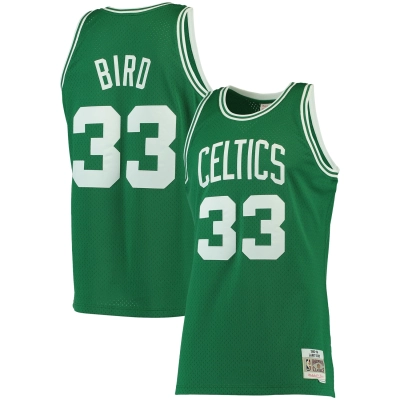Men's Boston Celtics Larry Bird Kelly Green 1985/86 Big & Tall Hardwood Classics Swingman Jersey 01