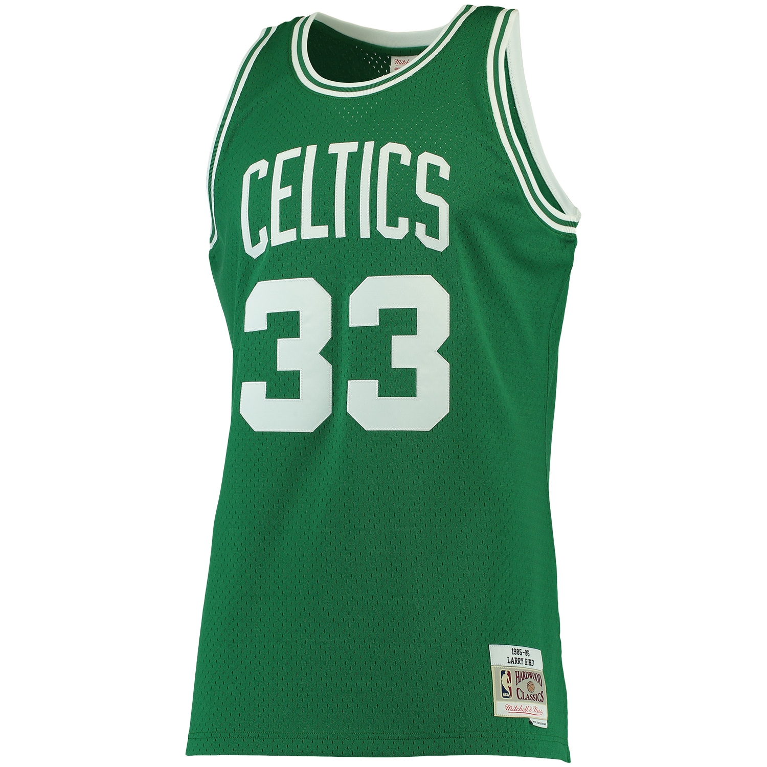 Men's Boston Celtics Larry Bird Kelly Green 1985/86 Big & Tall Hardwood Classics Swingman Jersey
