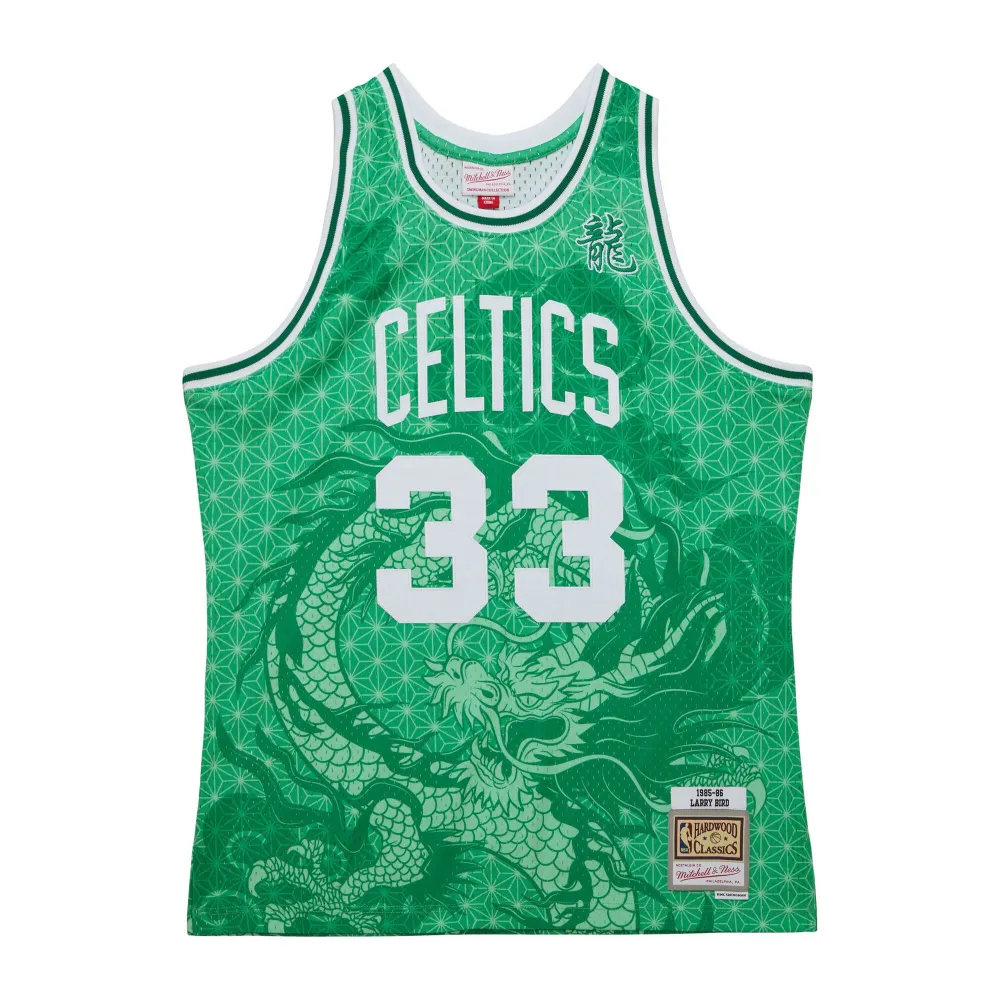 Men's Boston Celtics Larry Bird Kelly Green 1985/86 Hardwood Classics Asian Heritage 6.0 Swingman Throwback Player Jersey