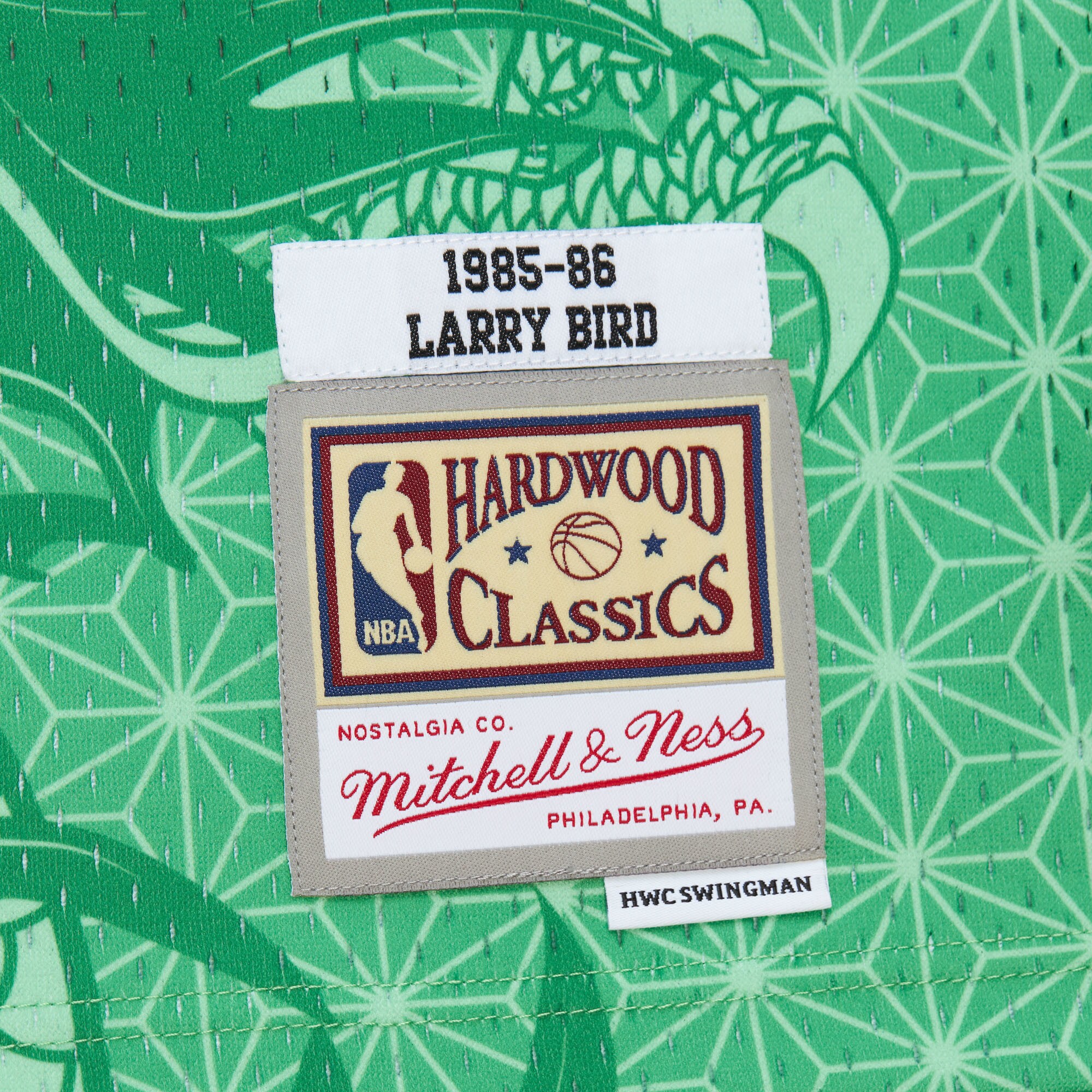 Men's Boston Celtics Larry Bird Kelly Green 1985/86 Hardwood Classics Asian Heritage 6.0 Swingman Throwback Player Jersey