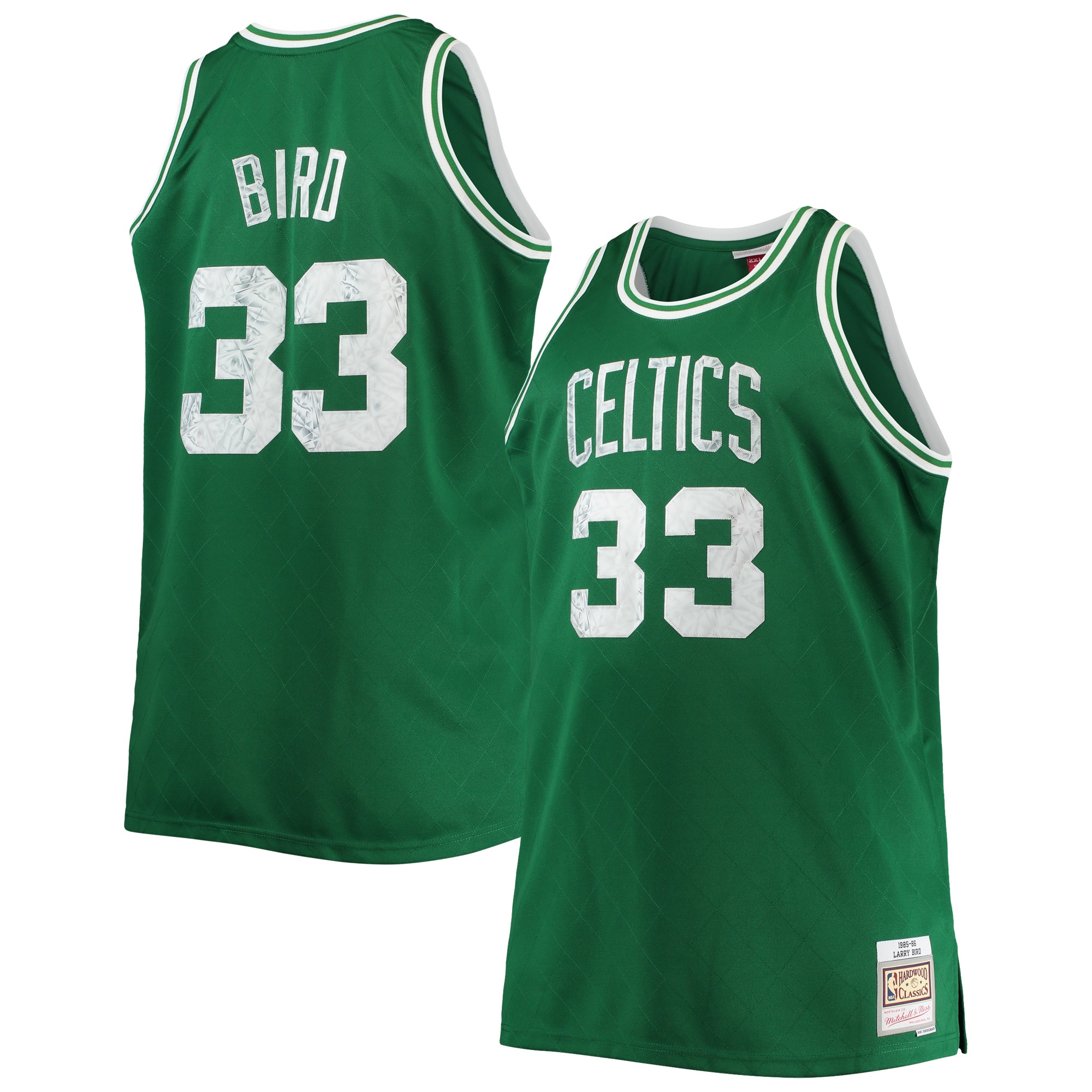 Men's Boston Celtics Larry Bird Kelly Green Big & Tall 1985/86 NBA 75th Anniversary Diamond Swingman Jersey