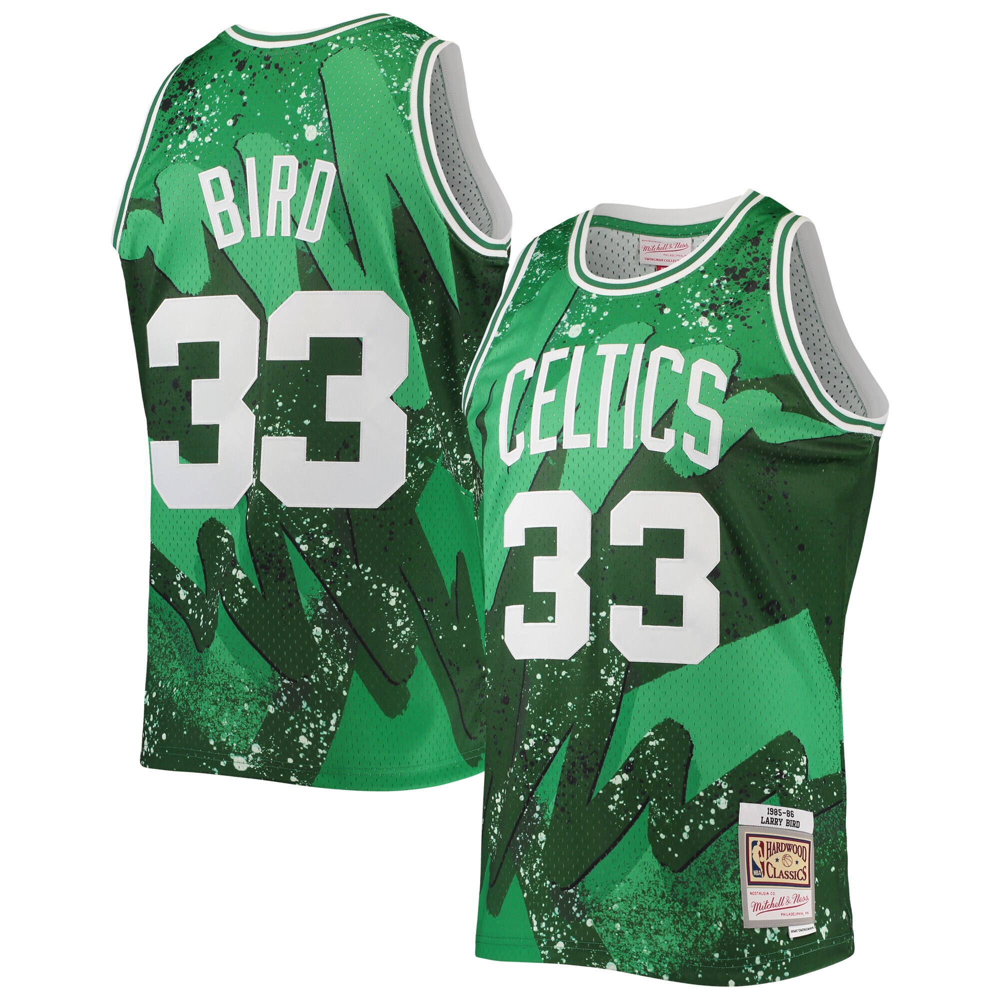 Men's Boston Celtics Larry Bird Kelly Green Hardwood Classics 1985/86 Hyper Hoops Swingman Jersey