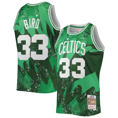 Men's Boston Celtics Larry Bird Kelly Green Hardwood Classics 1985/86 Hyper Hoops Swingman Jersey 01