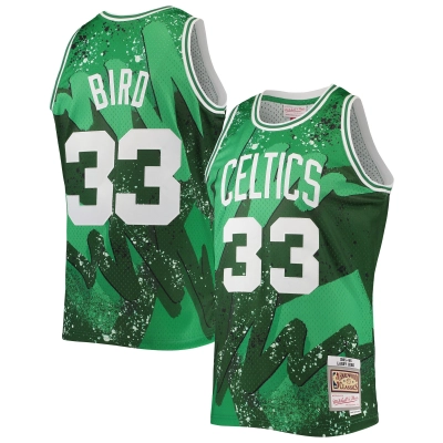 Men's Boston Celtics Larry Bird Kelly Green Hardwood Classics 1985/86 Hyper Hoops Swingman Jersey 01