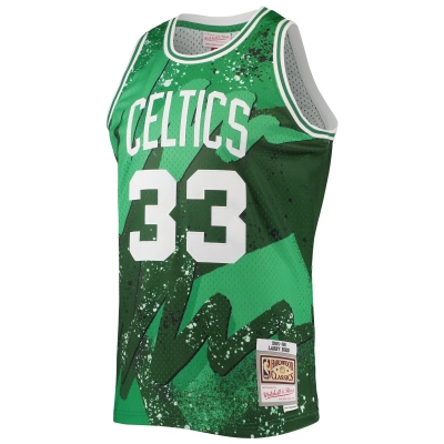 Men's Boston Celtics Larry Bird Kelly Green Hardwood Classics 1985/86 Hyper Hoops Swingman Jersey 02