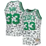 Men's Boston Celtics Larry Bird White 1985/86 Hardwood Classics Doodle Swingman Jersey