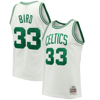Men's Boston Celtics Larry Bird White Hardwood Classics Swingman Jersey 01