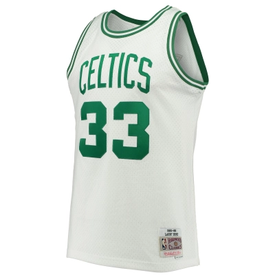 Men's Boston Celtics Larry Bird White Hardwood Classics Swingman Jersey 02