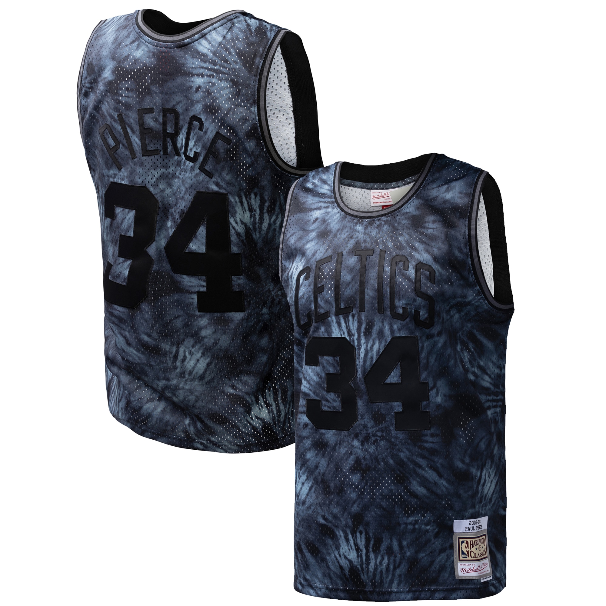 Men's Boston Celtics Paul Pierce Black Hardwood Classics 2007/08 Tie-Dye Swingman Jersey