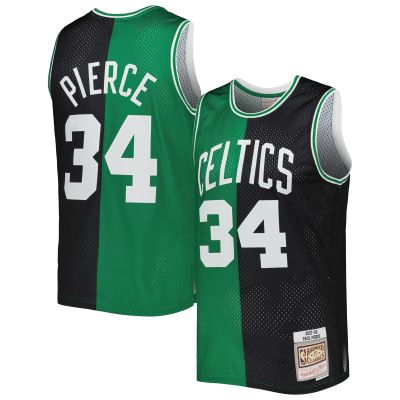 Men's Boston Celtics Paul Pierce Black/Kelly Green Hardwood Classics 2007/08 Split Swingman Jersey 01