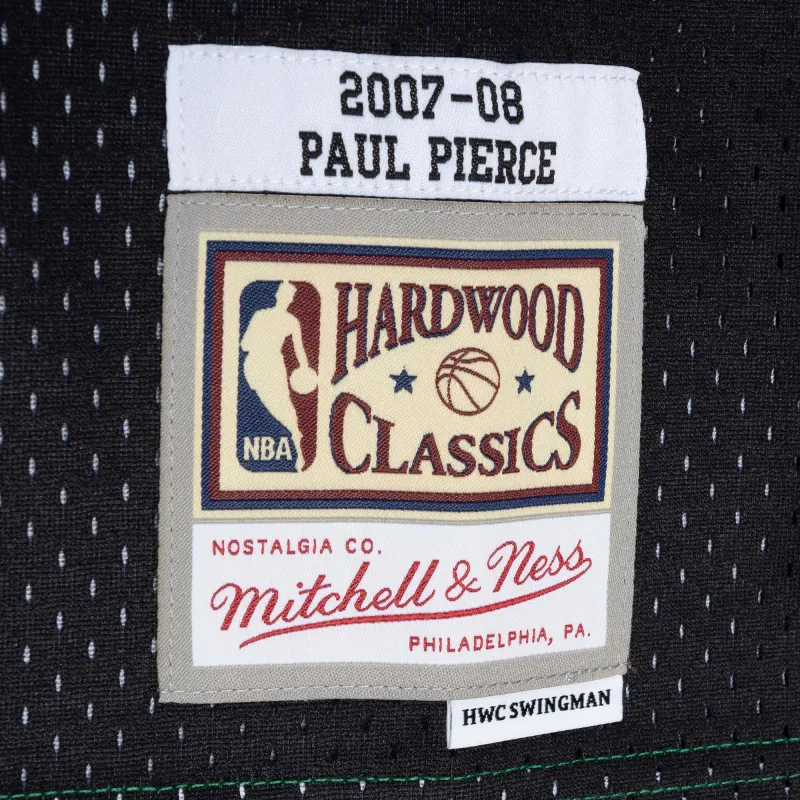 Men's Boston Celtics Paul Pierce Black/Kelly Green Hardwood Classics 2007/08 Split Swingman Jersey