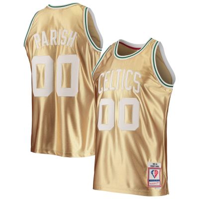 Men's Boston Celtics Robert Parish Gold 75th Anniversary 1985/86 Hardwood Classics Swingman Jersey 01