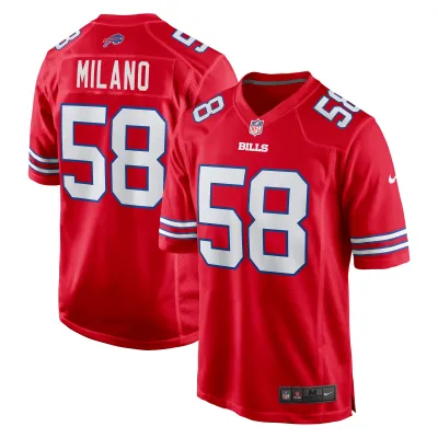 Men's Buffalo Bills Matt Milano Red Alternate Game Jersey 01