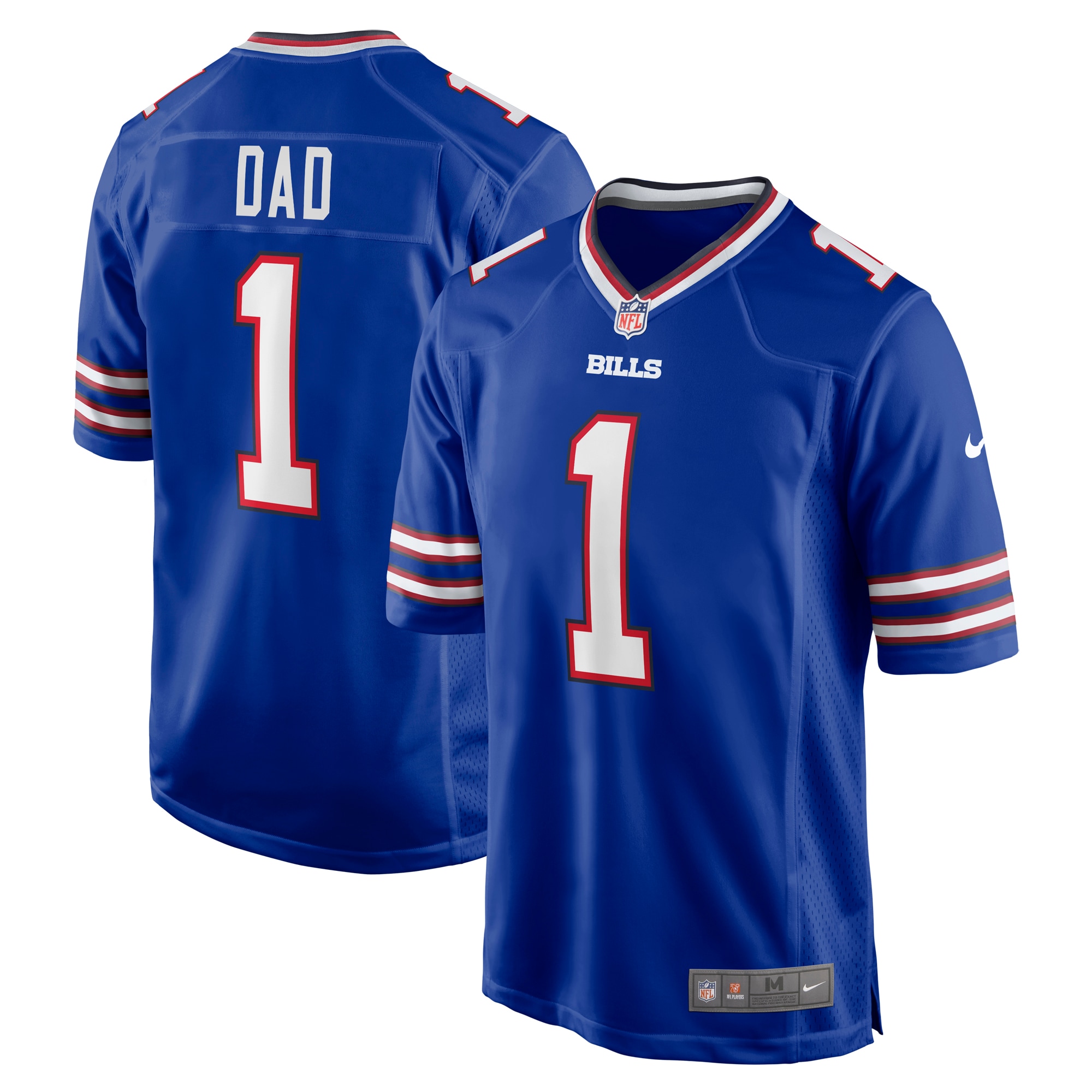 Men's Buffalo Bills Number 1 Dad Royal Game Jersey