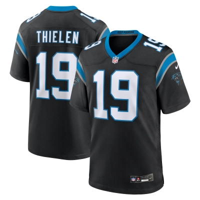 Men's Carolina Panthers Adam Thielen Black Team Game Jersey 01