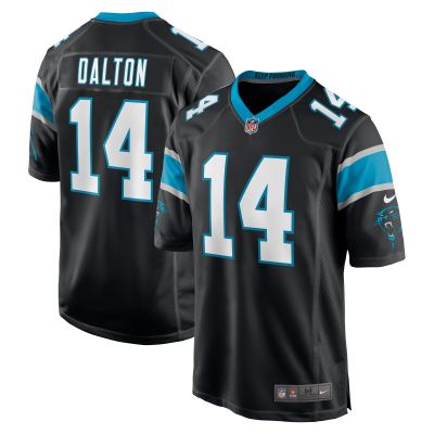 Men's Carolina Panthers Andy Dalton Black Game Player Jersey 01