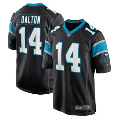 Men's Carolina Panthers Andy Dalton Black Game Player Jersey 01