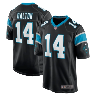 Men's Carolina Panthers Andy Dalton Black Game Player Jersey 01