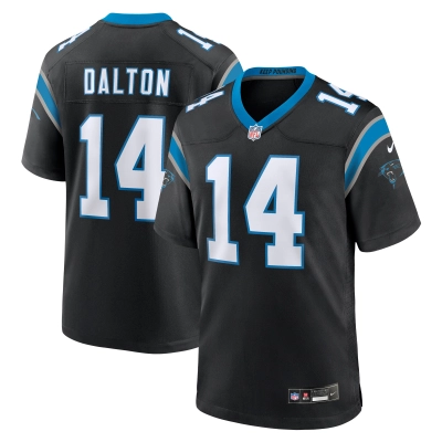Men's Carolina Panthers Andy Dalton Black Team Game Jersey 01