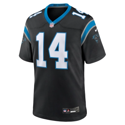Men's Carolina Panthers Andy Dalton Black Team Game Jersey 02