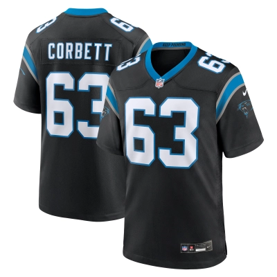 Men's Carolina Panthers Austin Corbett Black Team Game Jersey 01