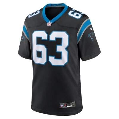 Men's Carolina Panthers Austin Corbett Black Team Game Jersey 02