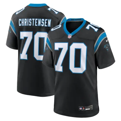 Men's Carolina Panthers Brady Christensen Black Team Game Jersey 01