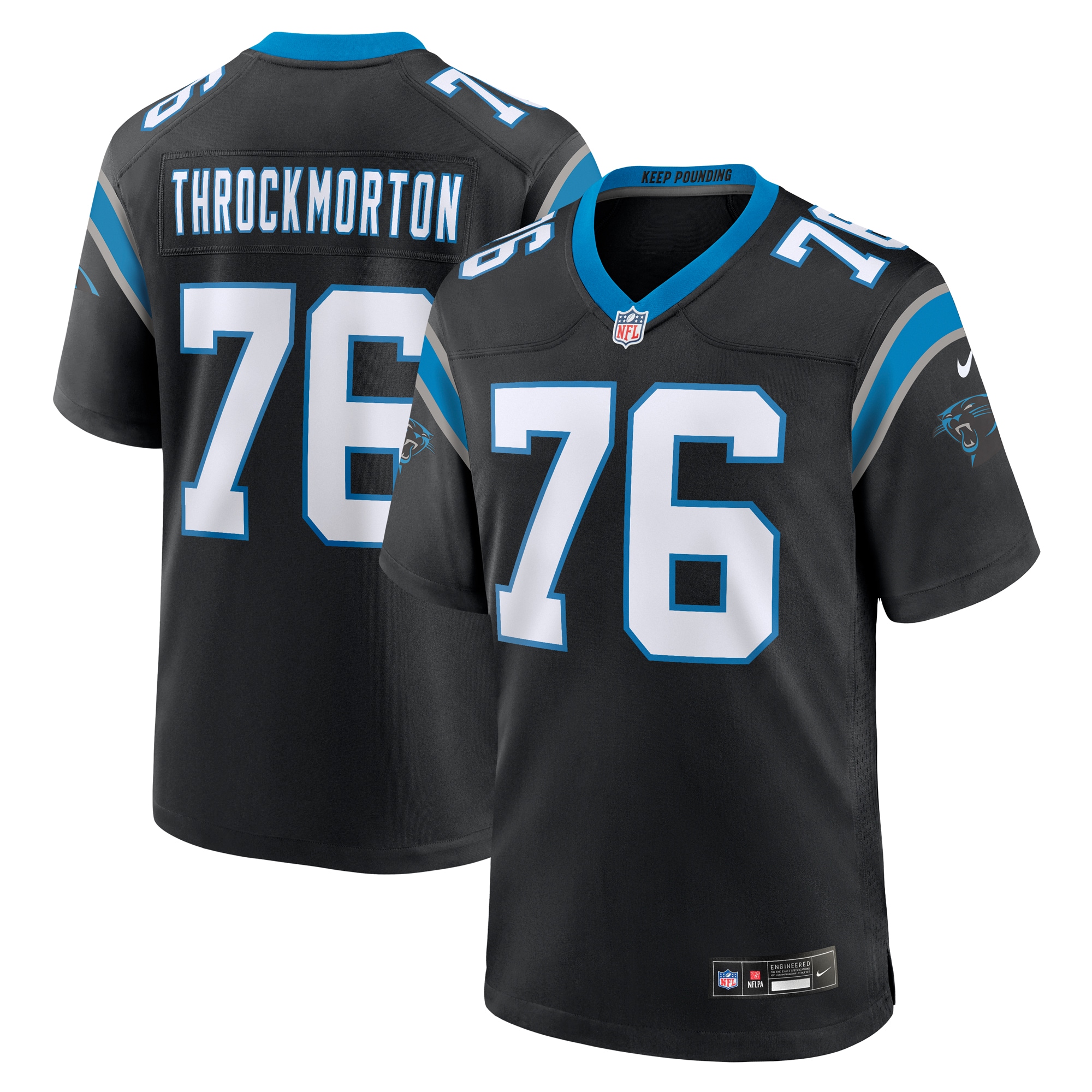 Men's Carolina Panthers Calvin Throckmorton Black Team Game Jersey