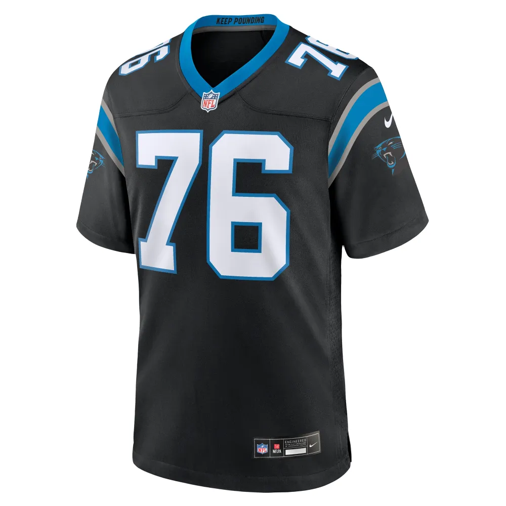 Men's Carolina Panthers Calvin Throckmorton Black Team Game Jersey