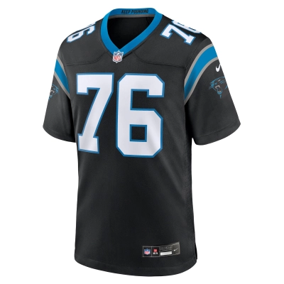 Men's Carolina Panthers Calvin Throckmorton Black Team Game Jersey 02