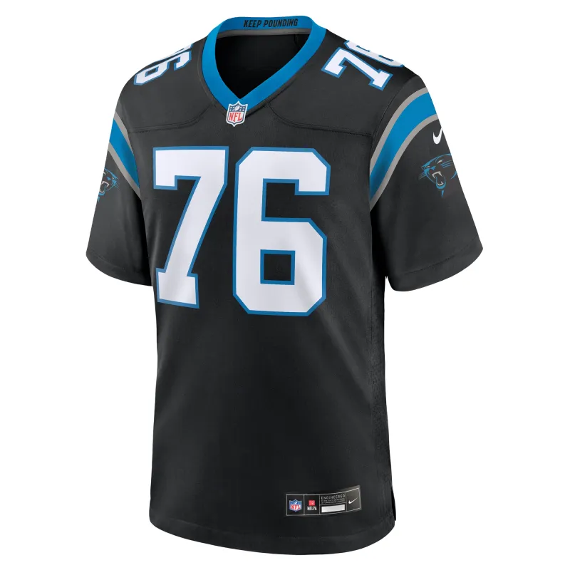 Men's Carolina Panthers Calvin Throckmorton Black Team Game Jersey